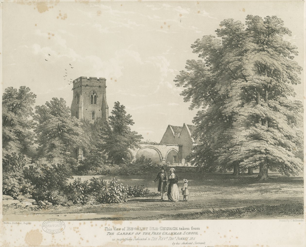Rugeley kyrka av Charles Joseph Hullmandel
