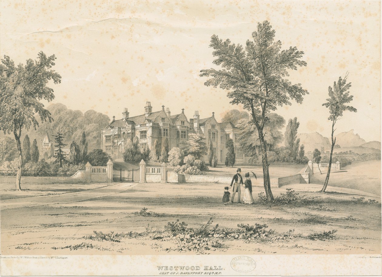 Westwood Hall: tonad litografi, nd [1832-1841] av Charles Joseph Hullmandel