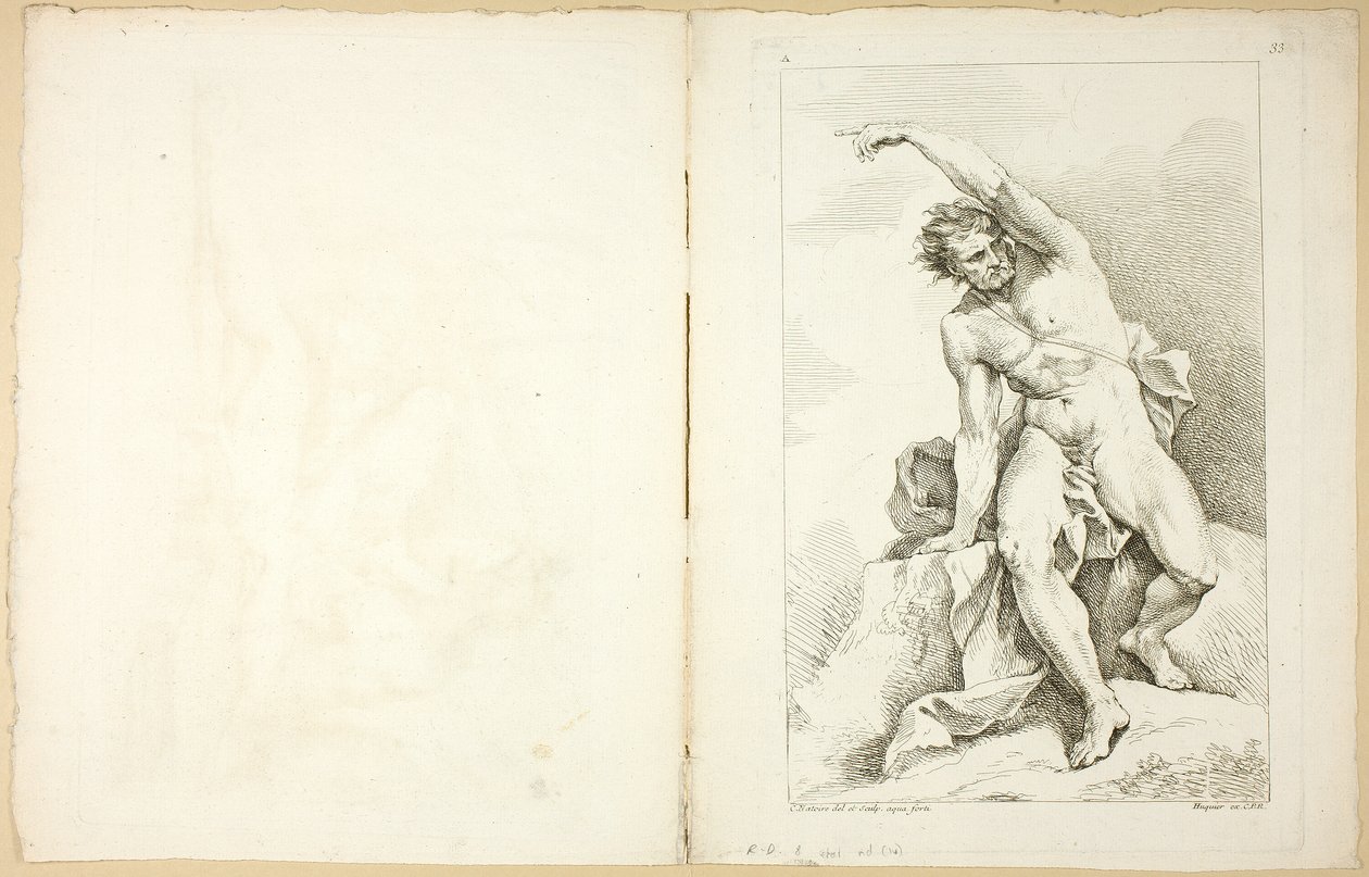 Figur (recto och verso), från Premier livre de figures d’Academies graverad delvis av professorerna vid Royal Academy av Charles Joseph Natoire