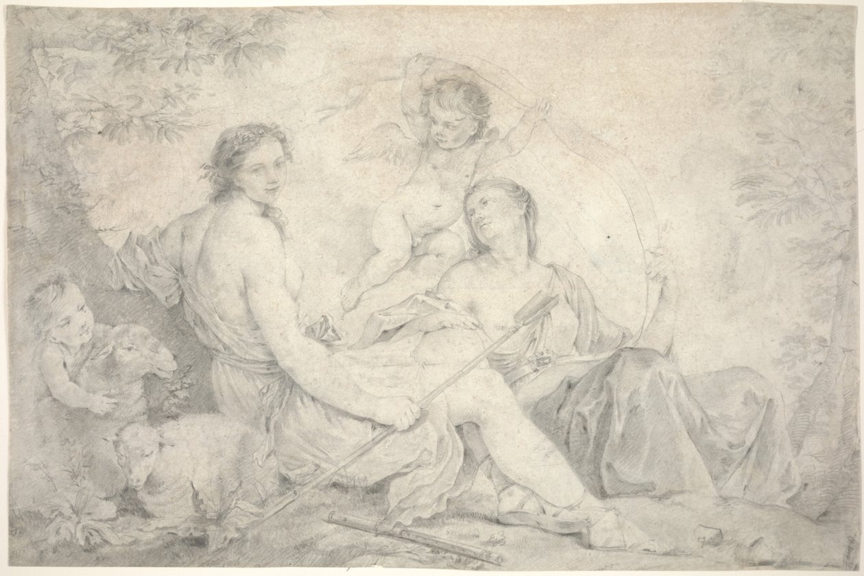 Hestia i ett mytiskt landskap, ca 1760 (grafit på veläng) av Charles Joseph Natoire