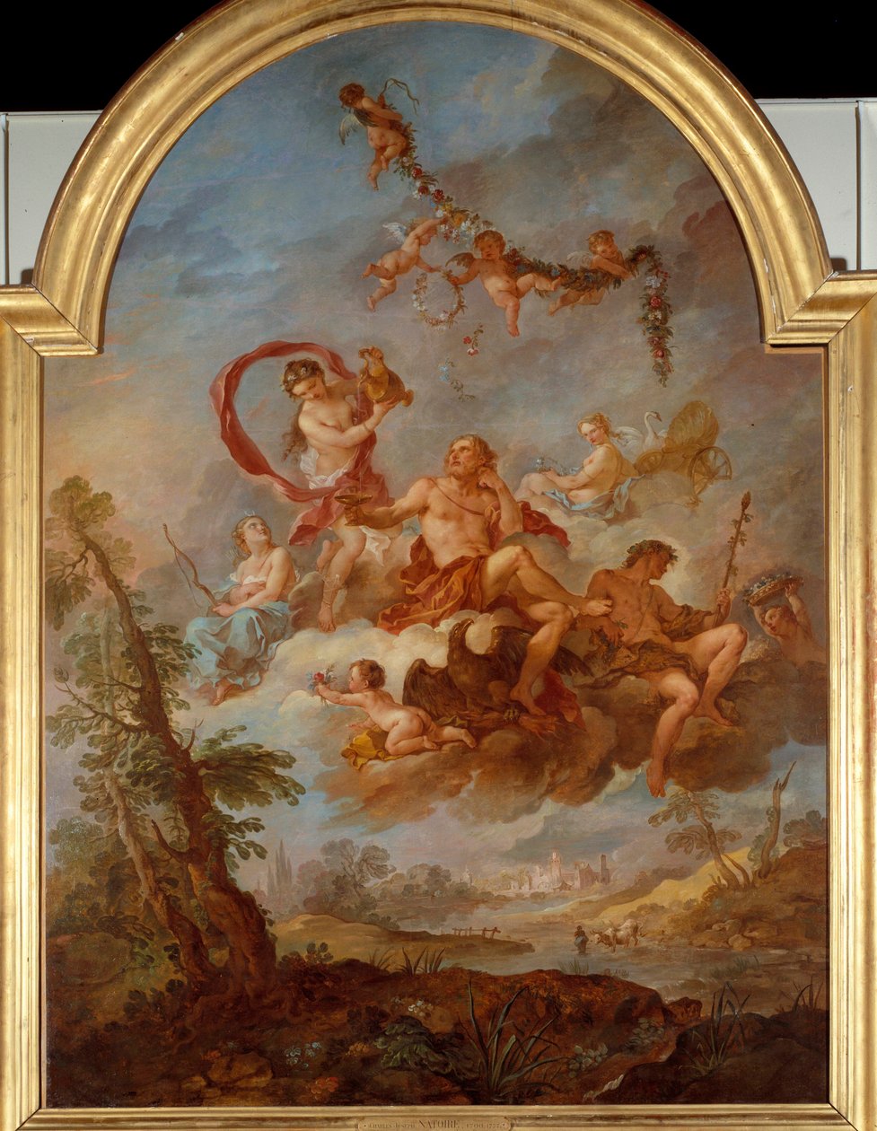 Jupiter serveras av Hebe Hebe, dotter till Jupiter tjänar sin far under en fest. Målning av Charles Joseph Natoire (Charles-Joseph Natoire av Charles Joseph Natoire