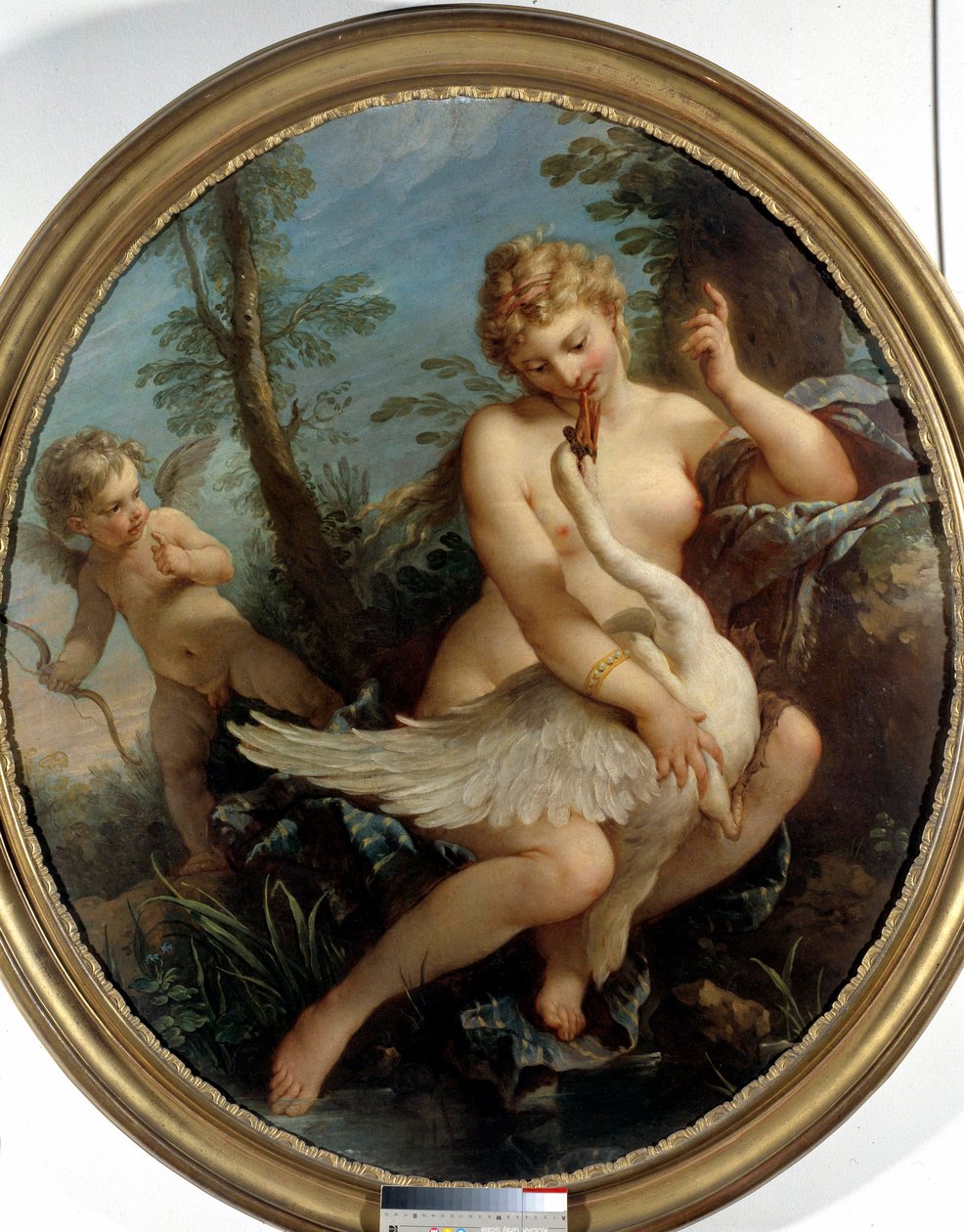 Leda och svanen Leda och guden Zeus förvandlas till en svan för att närma sig honom. Målning av Charles Joseph Natoire (Charles-Joseph Natoire av Charles Joseph Natoire