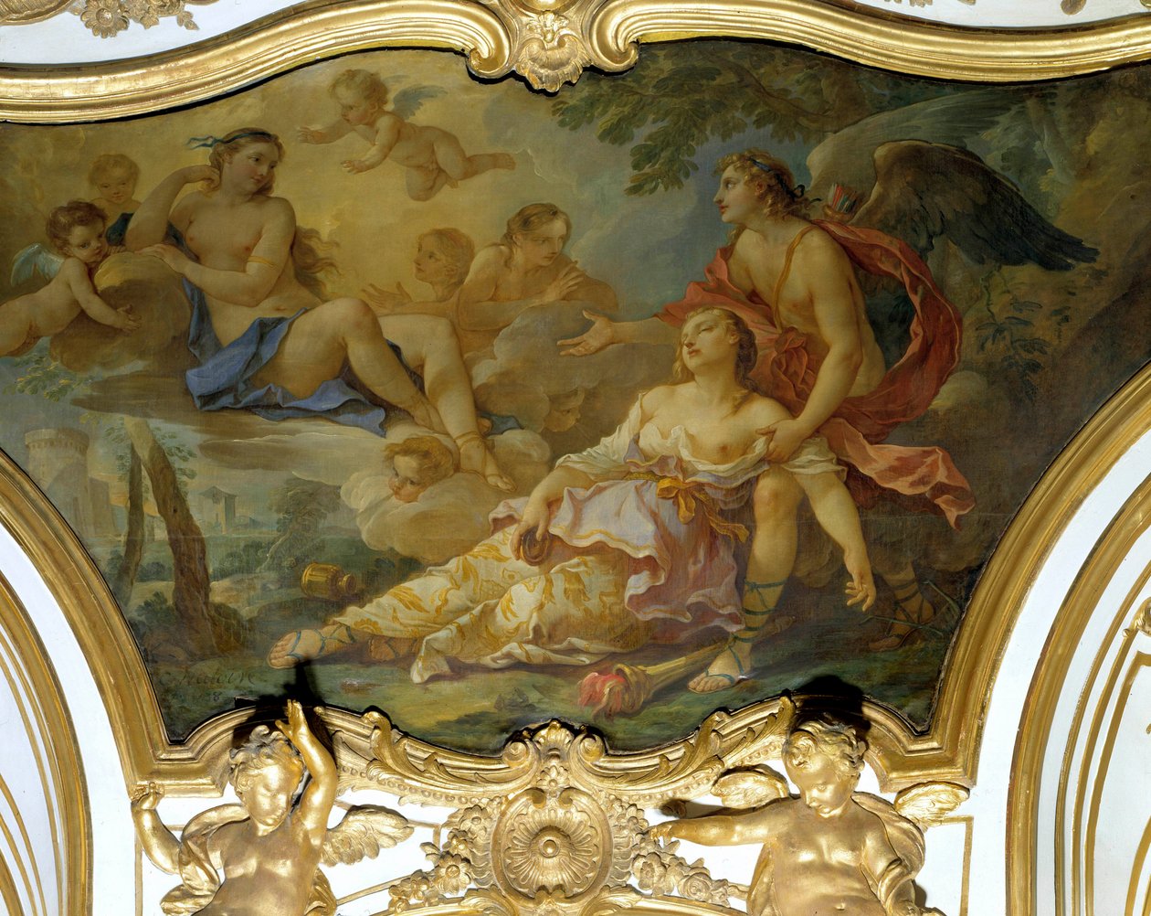 Psyket fel av rädsla i närvaro av Venus Takmålning Charles Joseph Natoire (Charles-Joseph Natoire av Charles Joseph Natoire
