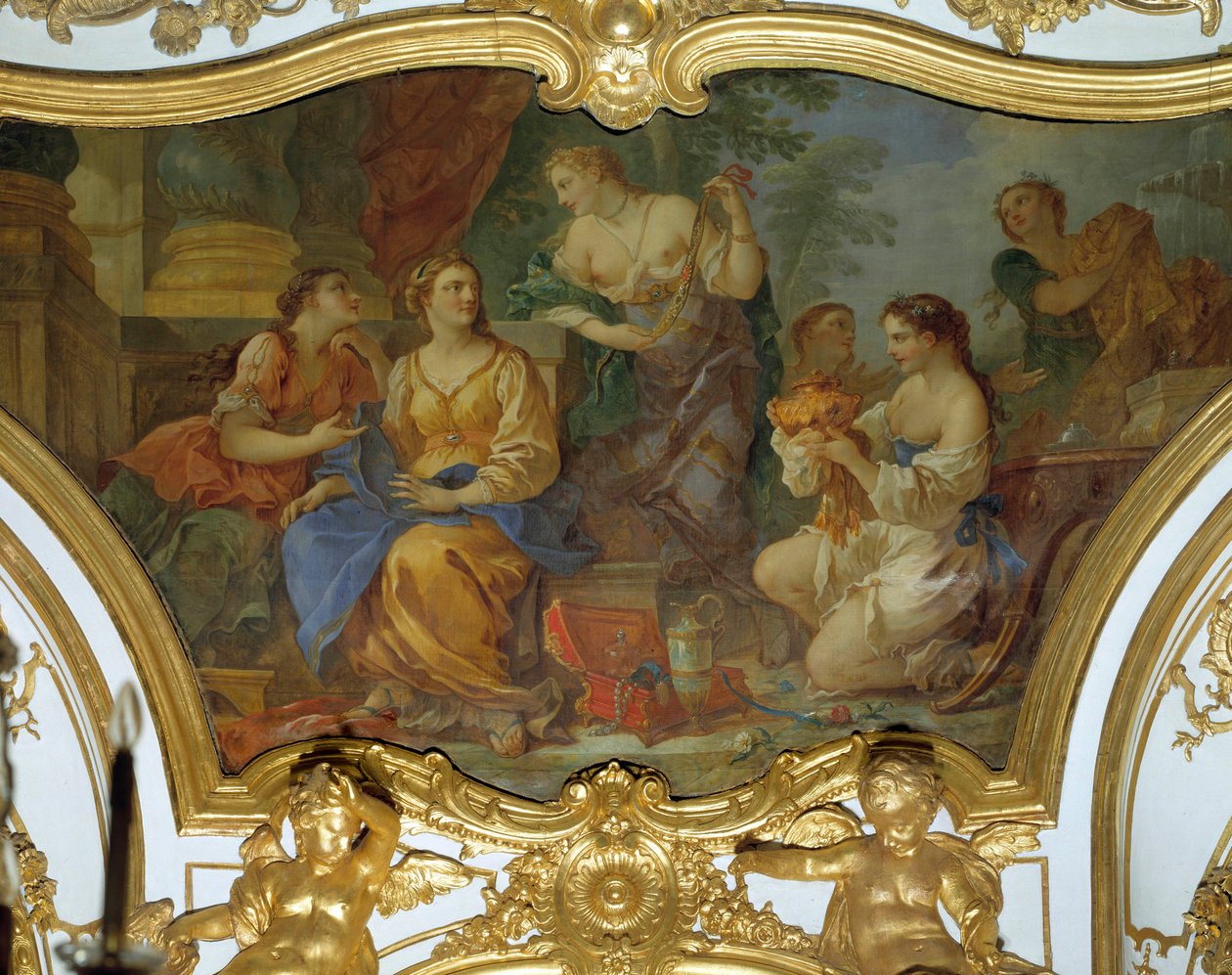 Psyche visar sina tresors för sina systrar Takmålning av Charles Joseph Natoire (Charles-Joseph Natoire av Charles Joseph Natoire