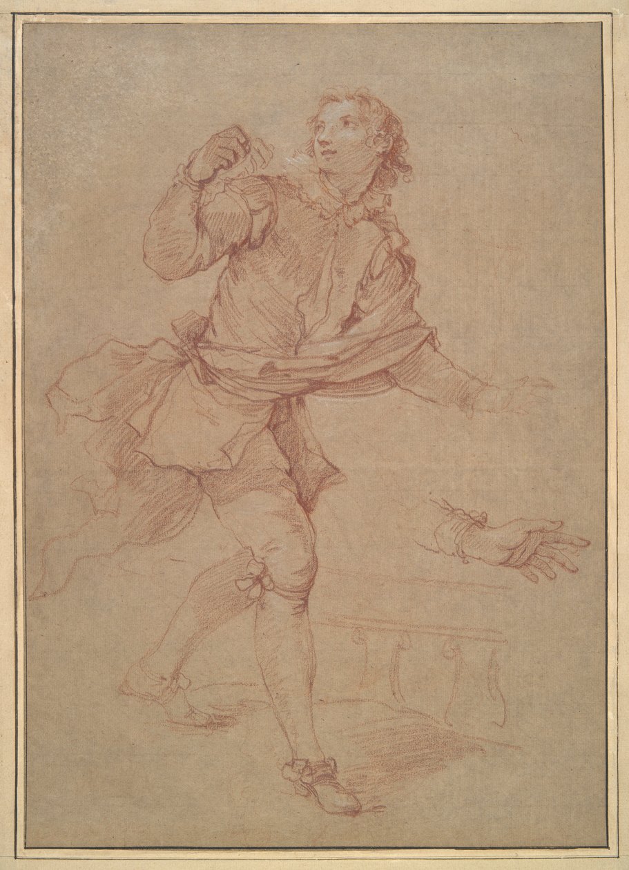 Studie av en ung man, studie för gobeläng, Sancho av Charles Joseph Natoire