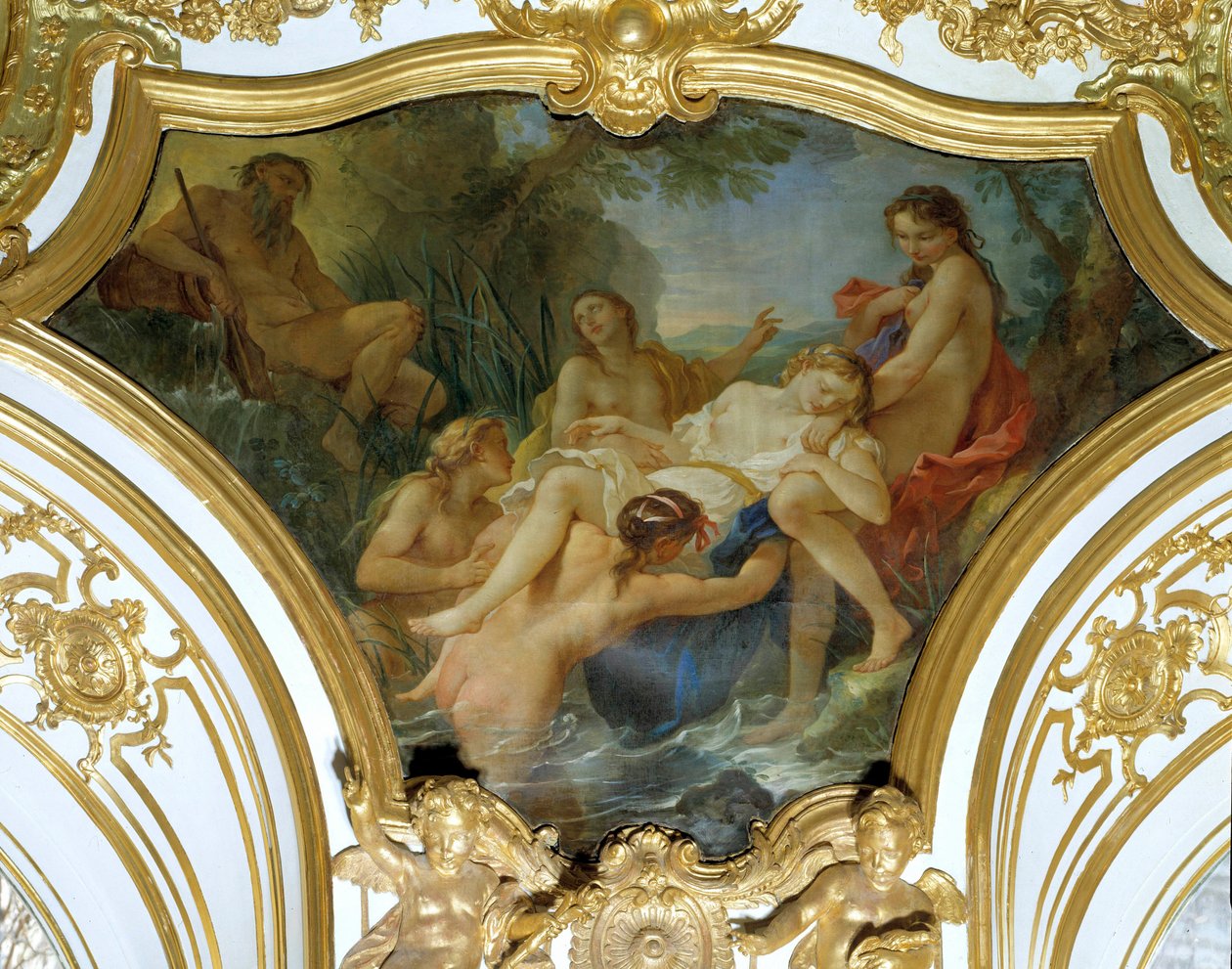 The Nymphs Drawing Body of Psyche Takmålning av Charles Joseph Natoire (Charles-Joseph Natoire av Charles Joseph Natoire