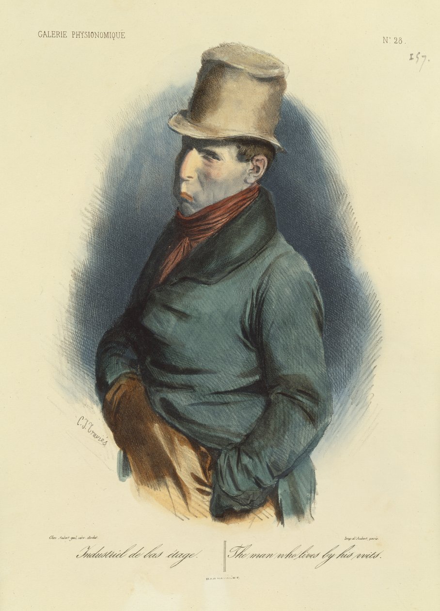 The Man Who Lives by his Wits, nr 28 från Galerie Physionomique av Charles Joseph Travies de Villiers