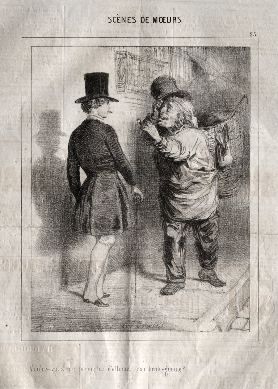 Scener av manér: Tillåter du mig att tända min brännare? av Charles Joseph Traviès de Villers