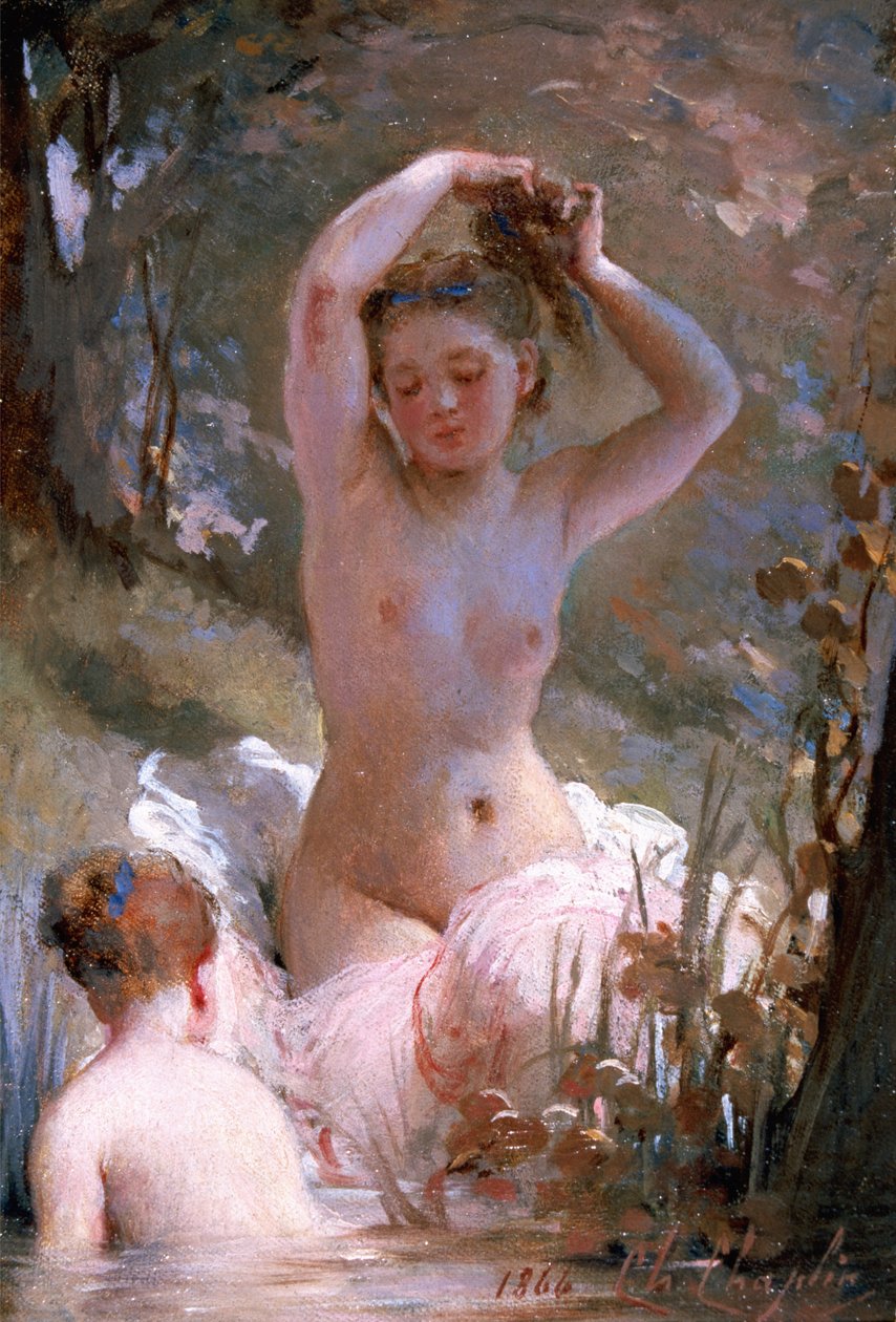 Två flickor som badar, 1864 av Charles Joshua Chaplin