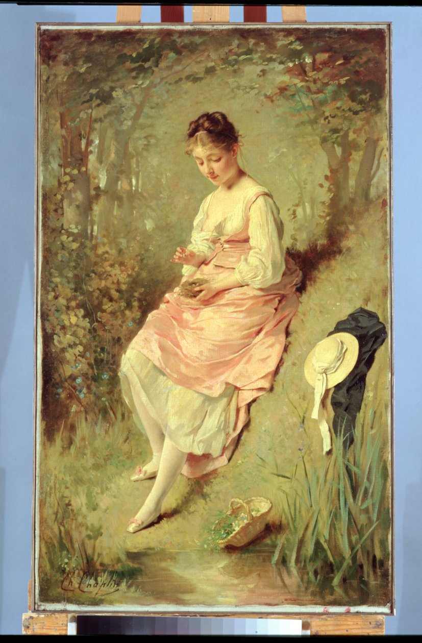 Ung flicka med ett bo, sent 1860-tal av Charles Joshua Chaplin