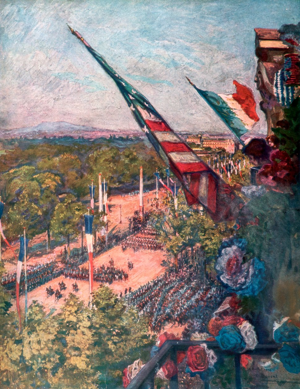 Stor segerparad, Avenue de la Grand Armee, Paris, Frankrike 14 juli 1919. av Charles Jules Duvent