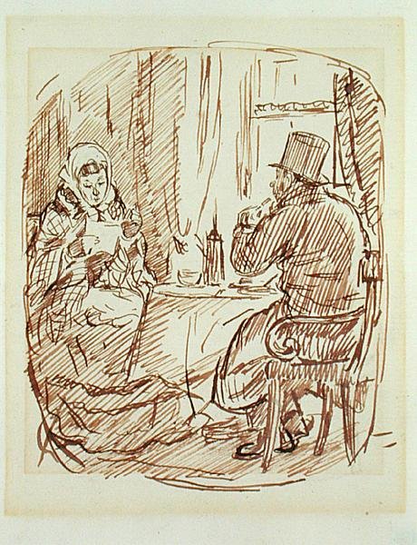Kolsvälten (penna och brunt bläck på papper) av Charles Keene