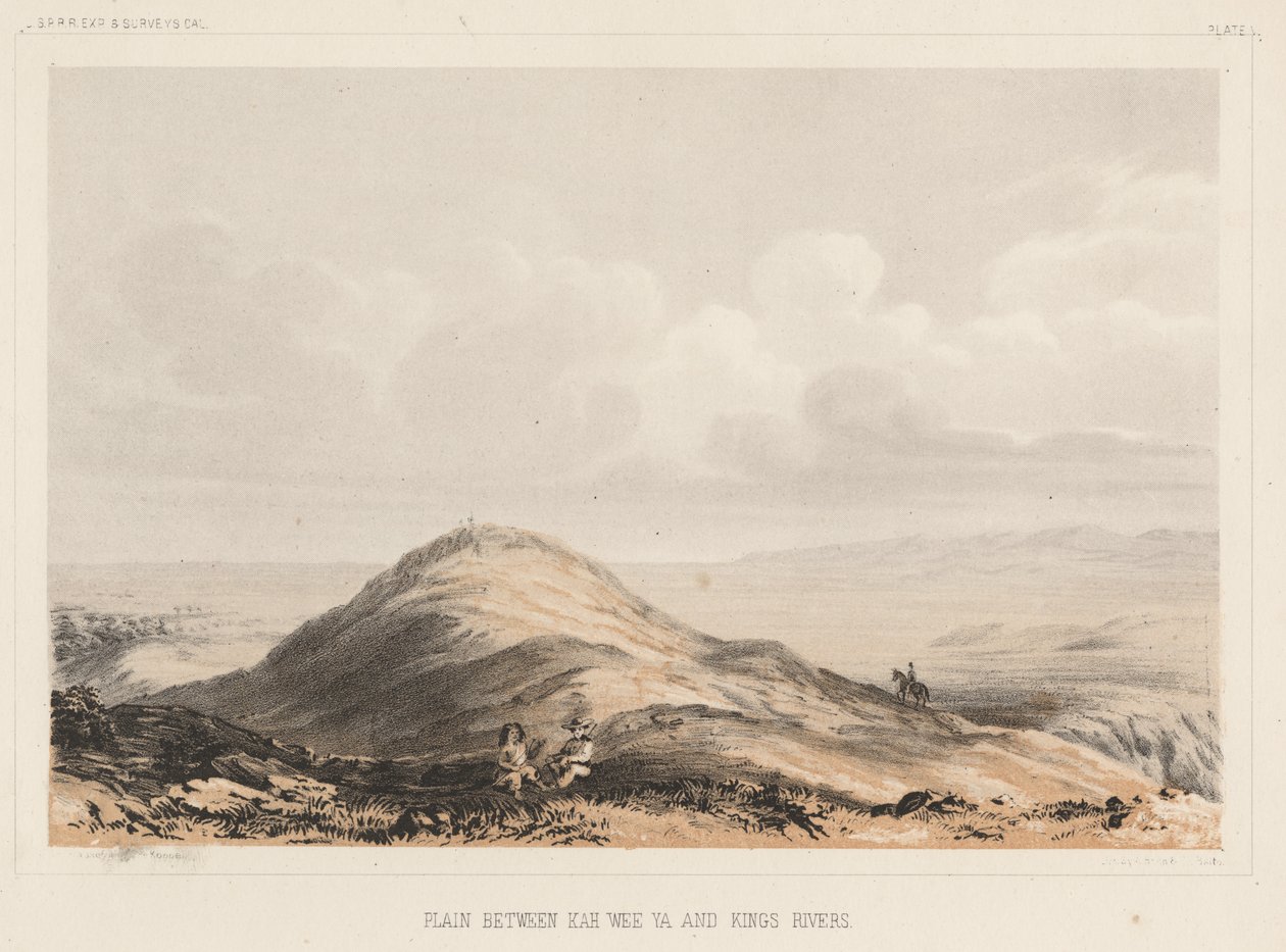 Plain Between Kah Wee Ya och Kings Rivers, lito av A. Hoen & Co., 1855 chromolitho av Charles Koppel