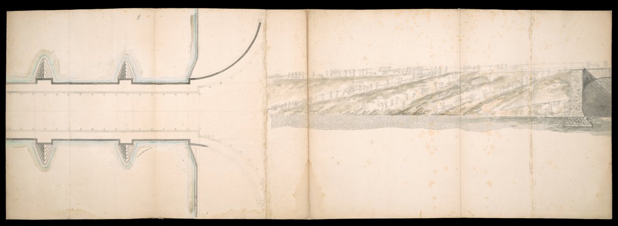 Design av den projekterade bron över Themsen i London, BL Kartor C.49.e.76 av Charles Labelye