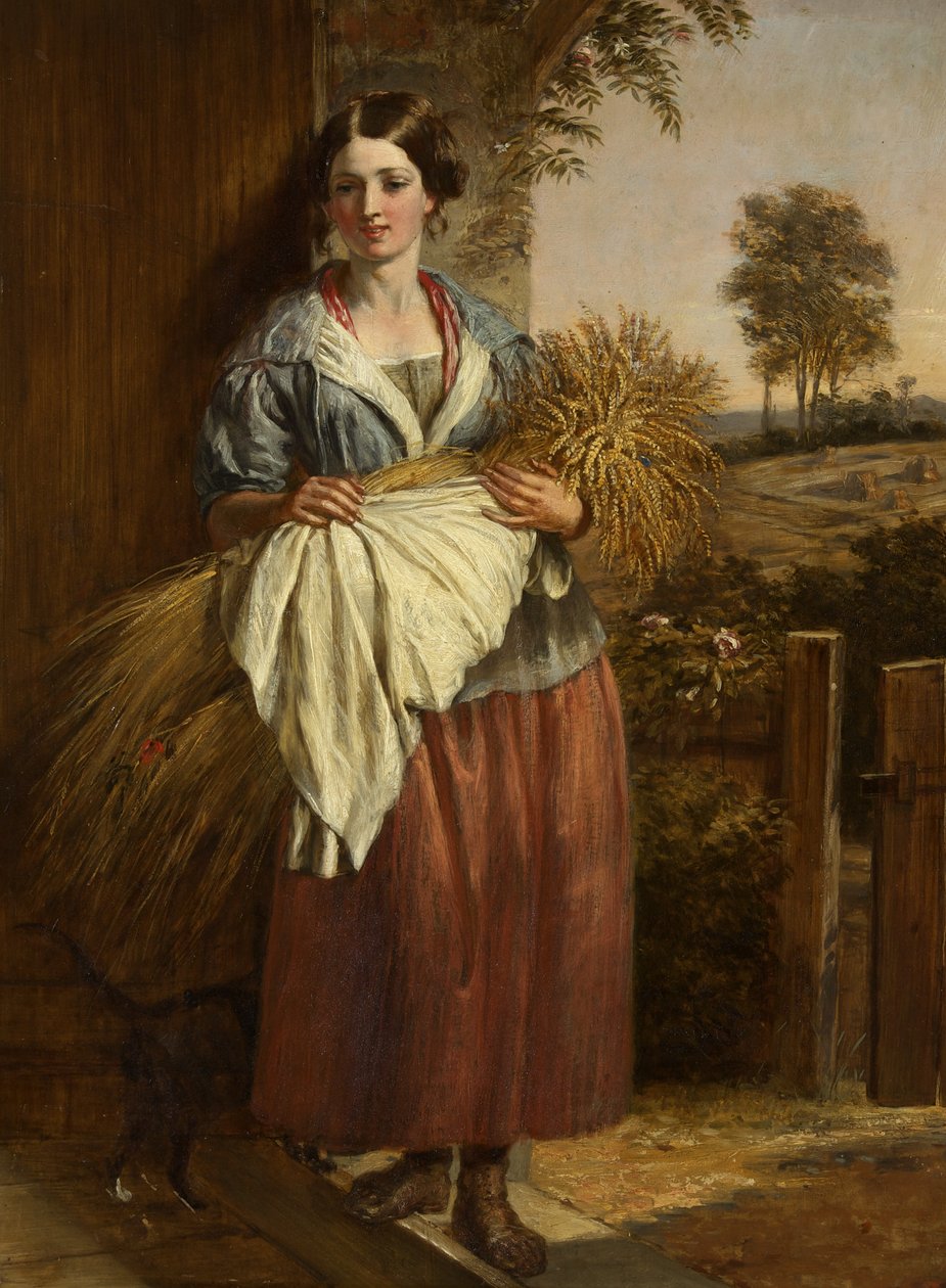 The Gleaner (olja på panel) av Charles Landseer