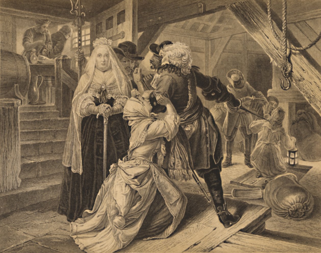 Arrestering av Alice Lisle för att ha skyddat flyktingar från slaget vid Sedgemoor, 1685, 1886 av Charles Lawrie