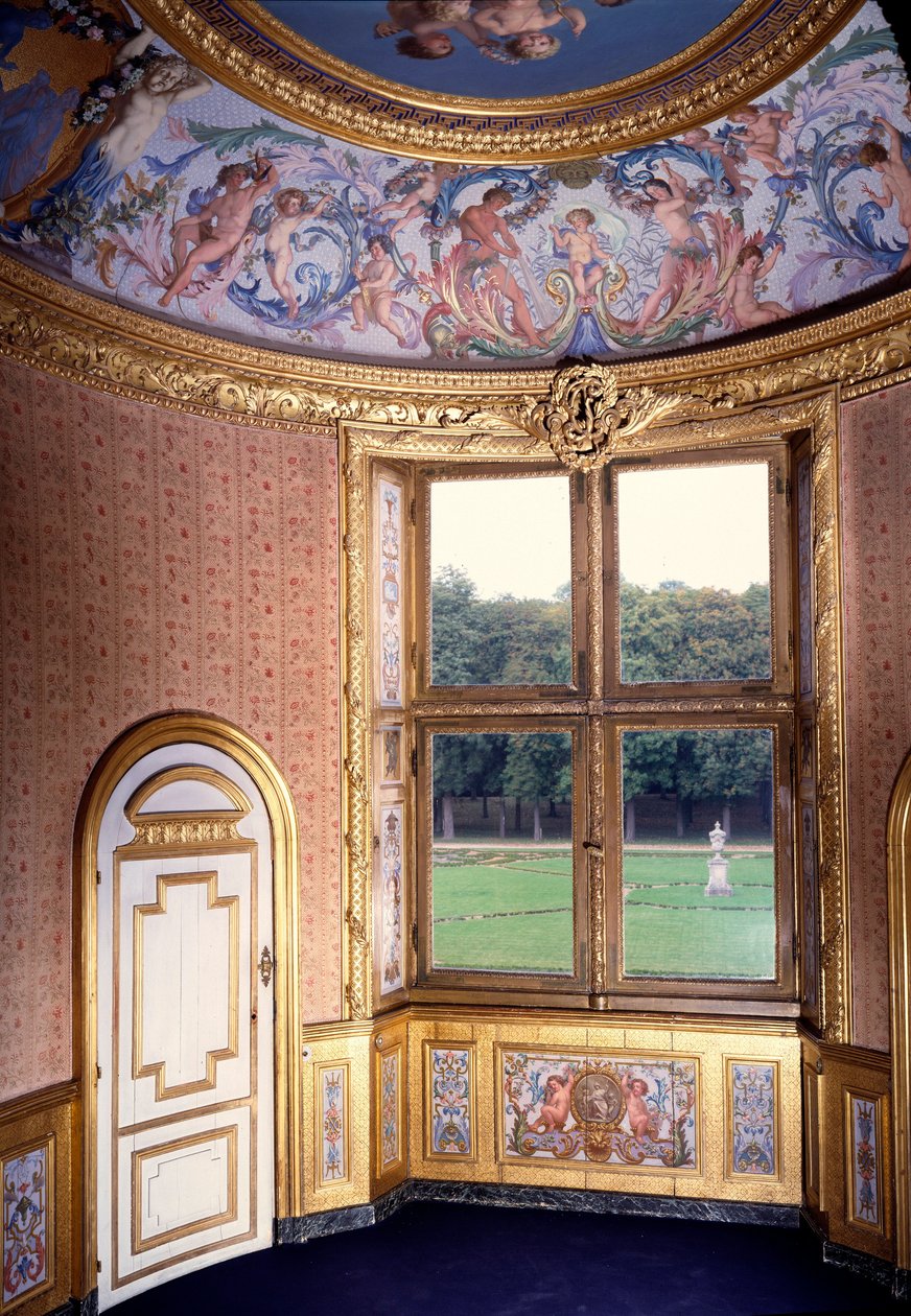 Badrum på Chateau de Vaux Le Vicomte (Vaux-Le-Vicomte). Målning av Charles Lebrun (Le Brun) (1619-1690) av Charles Le Brun