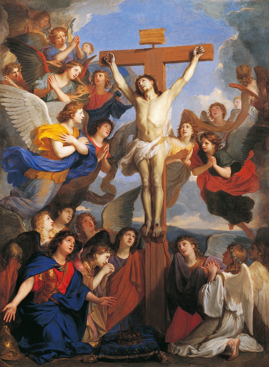 Krucifix med änglar, cirka 1660, av Charles Le Brun (1619-1690) av Charles Le Brun