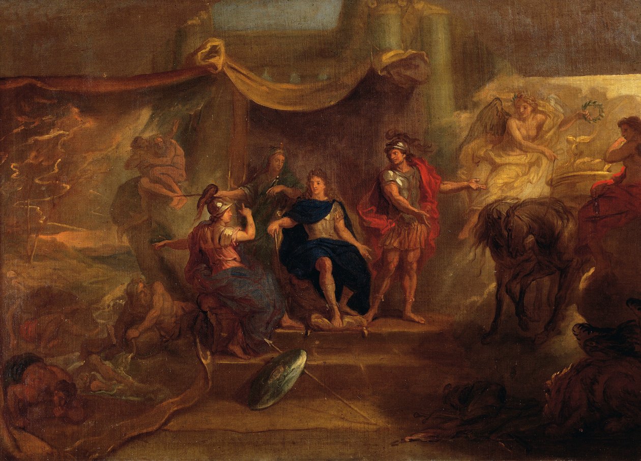 Beslut att föra krig mot holländare, takmålning från Galerie des Glaces i Versailles av Charles Le Brun