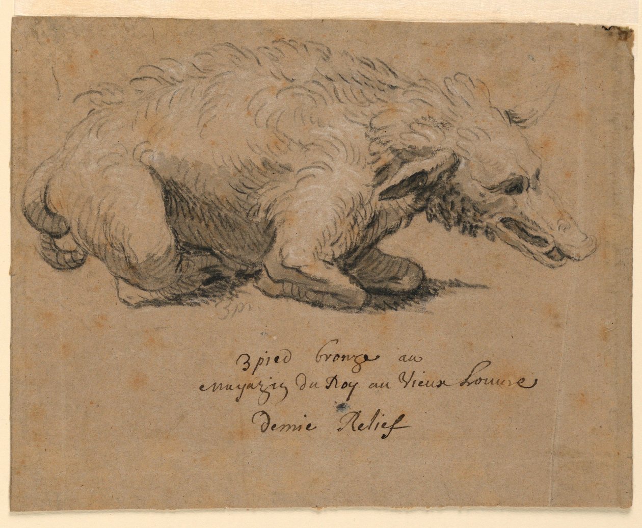 Ritning, Fontänmotiv med vildsvin, ca 1670 av Charles Le Brun