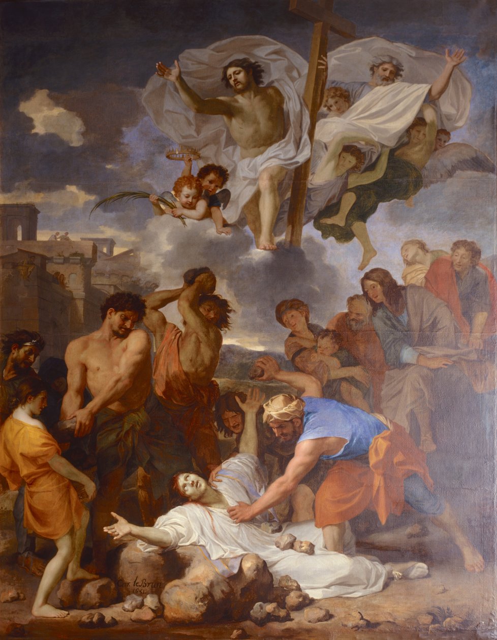 Franska: Le Martyre de saint Étienne La Lapidation de saint Étienne av Charles Le Brun av Charles Le Brun