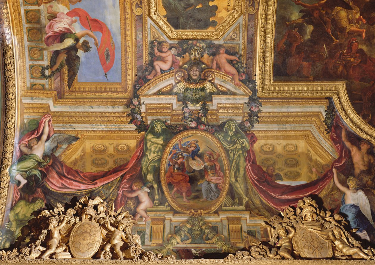 Holland hjälper mot biskopen av Munster, 1665, takmålning från Galerie des Glaces av Charles Le Brun