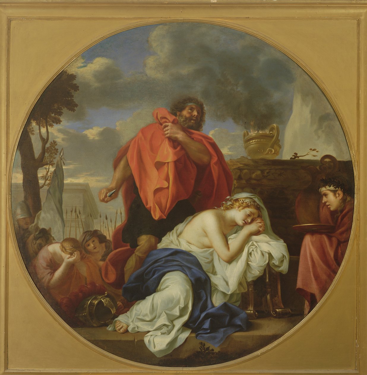 Jefta ska offra sin dotter (olja på duk) av Charles Le Brun