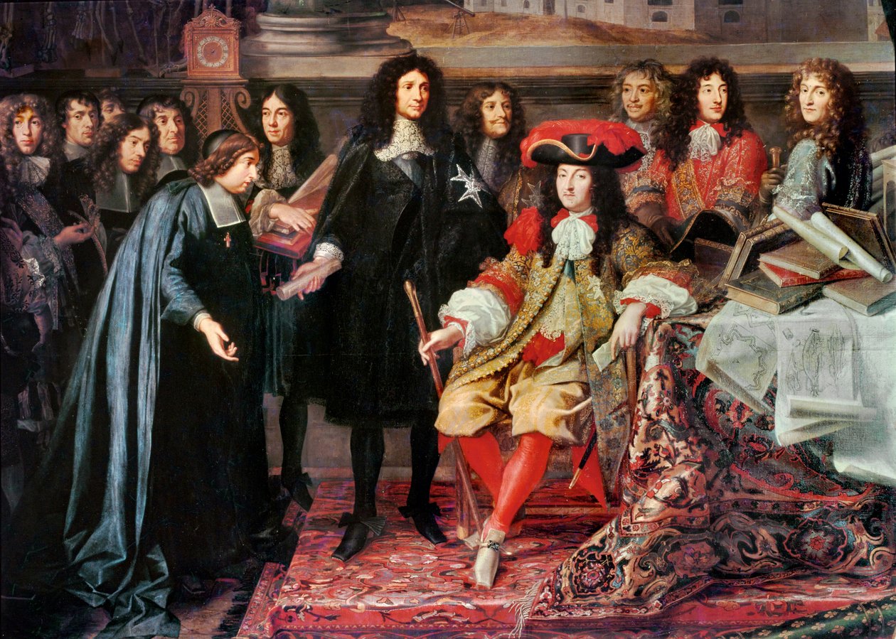 Ludvig XIV grundade Vetenskapsakademien ... av Charles Le Brun