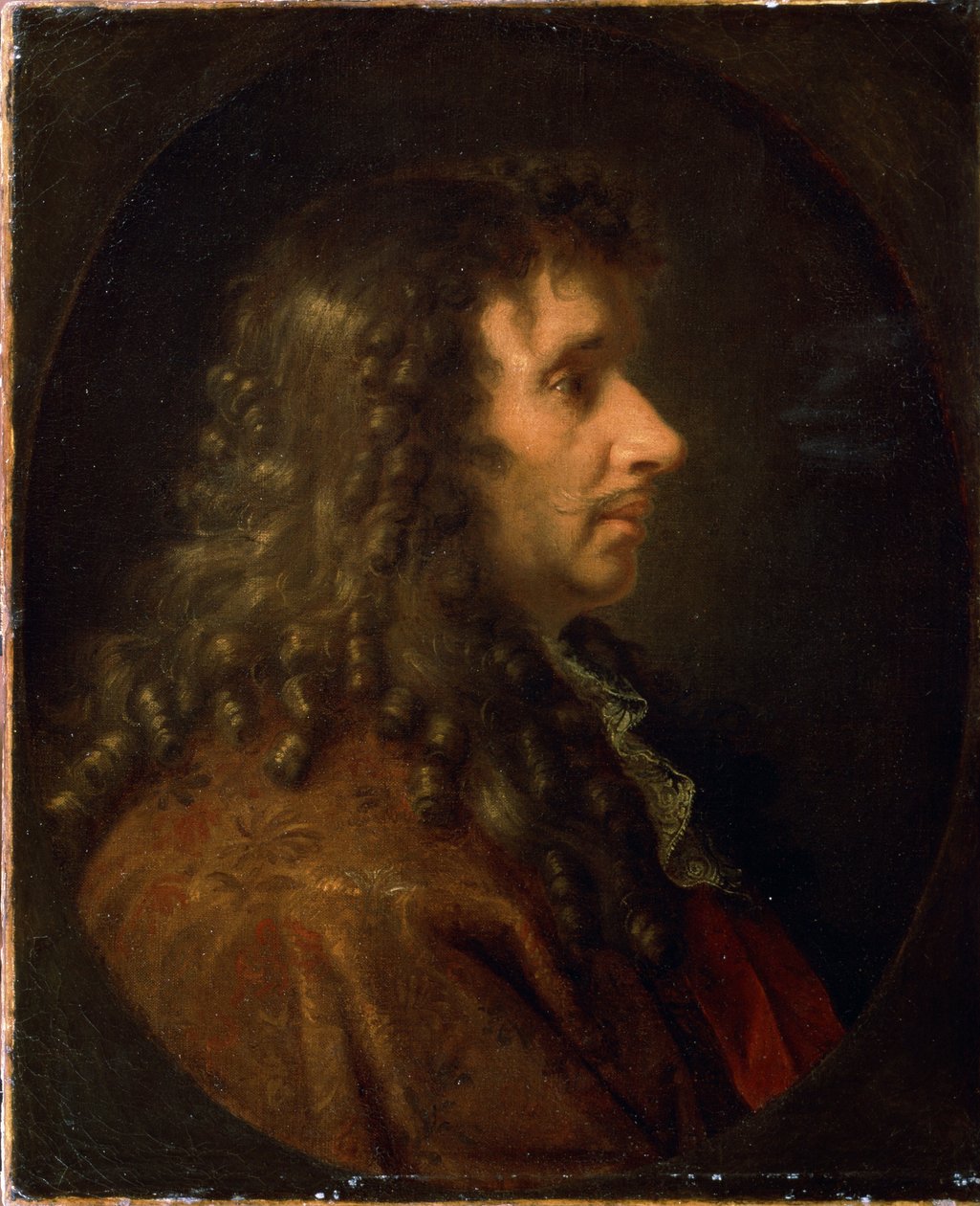 Moliere (Profilporträtt av Jean-Baptiste Poquelin (1622-1673). Målning, cirka 1660. av Charles Le Brun