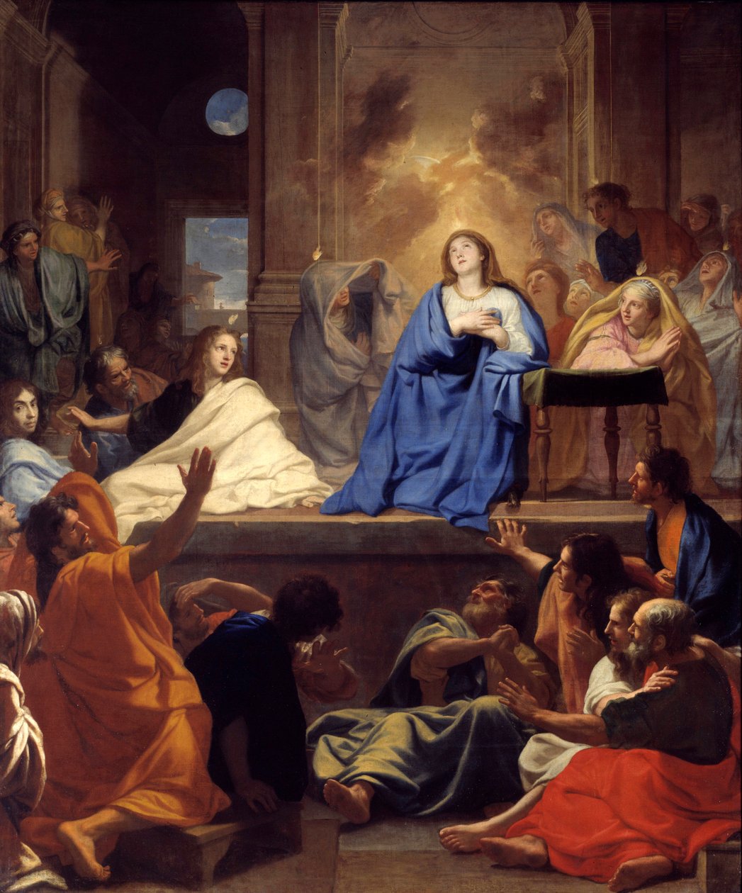 Nedstigningen av den Helige Ande Målning av Charles Lebrun (Le Brun) (1619-1690) 1656 Sön. 3,17x2,65 m av Charles Le Brun