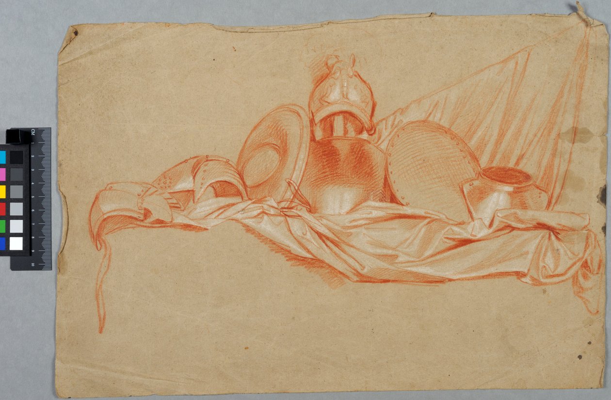 Trophäen auf einem Seidenbanner av Charles Le Brun