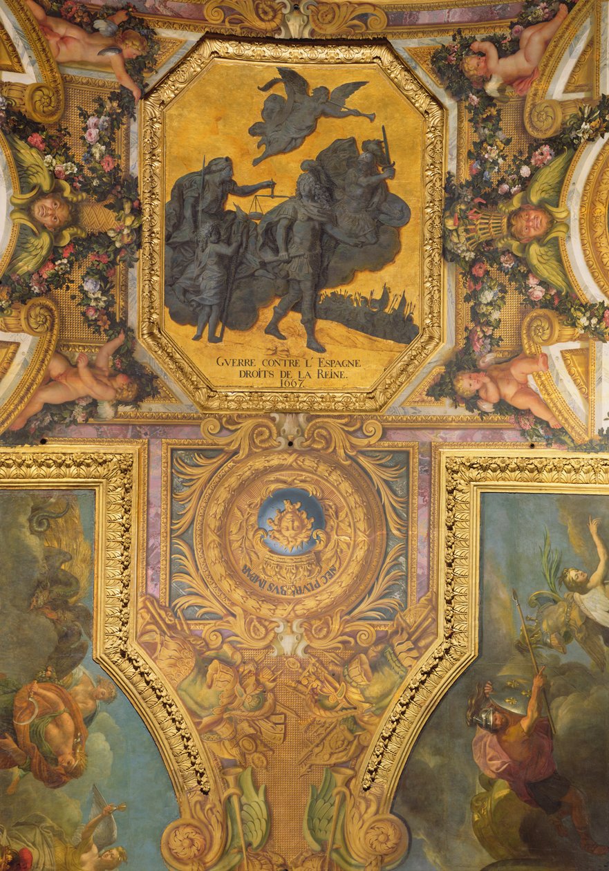 Krig för drottningens rättigheter 1667, takmålning från Galerie des Glaces av Charles Le Brun