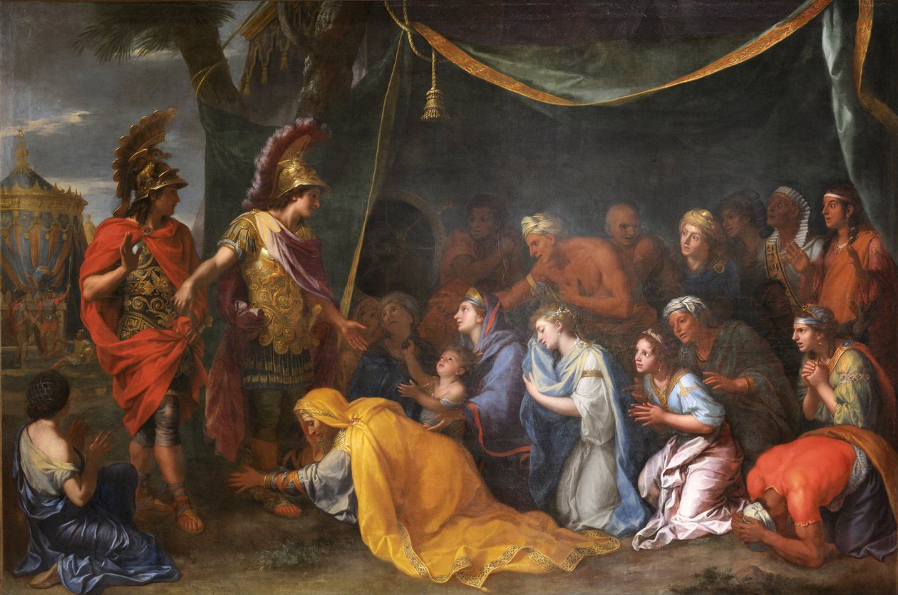 De persiska drottningarna vid Alexanders fötter, även kallad Darius tält av Charles Le Brun