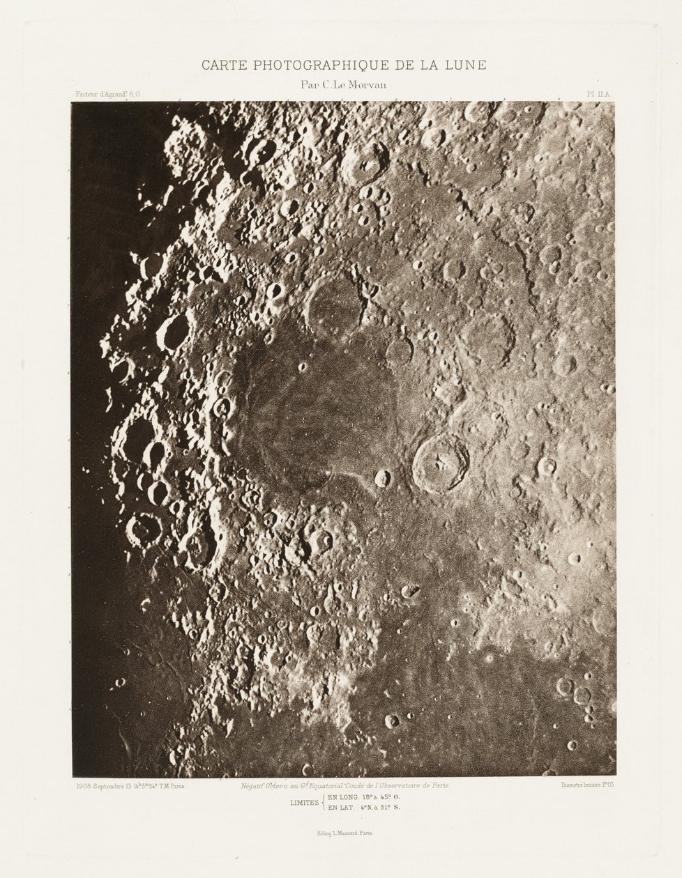 Carte photographique de la lune, planche II.A (Fotografisk karta över månen, plansch II.A),13 september av Charles le Morvan