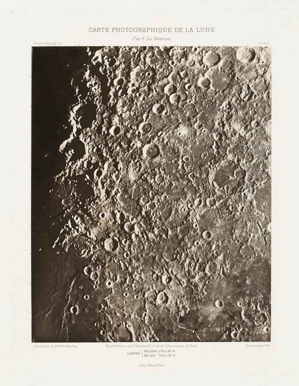 Carte photographique de la lune, planche III.A (Fotografiskt månkort, plansch III.A),21 oktober av Charles le Morvan