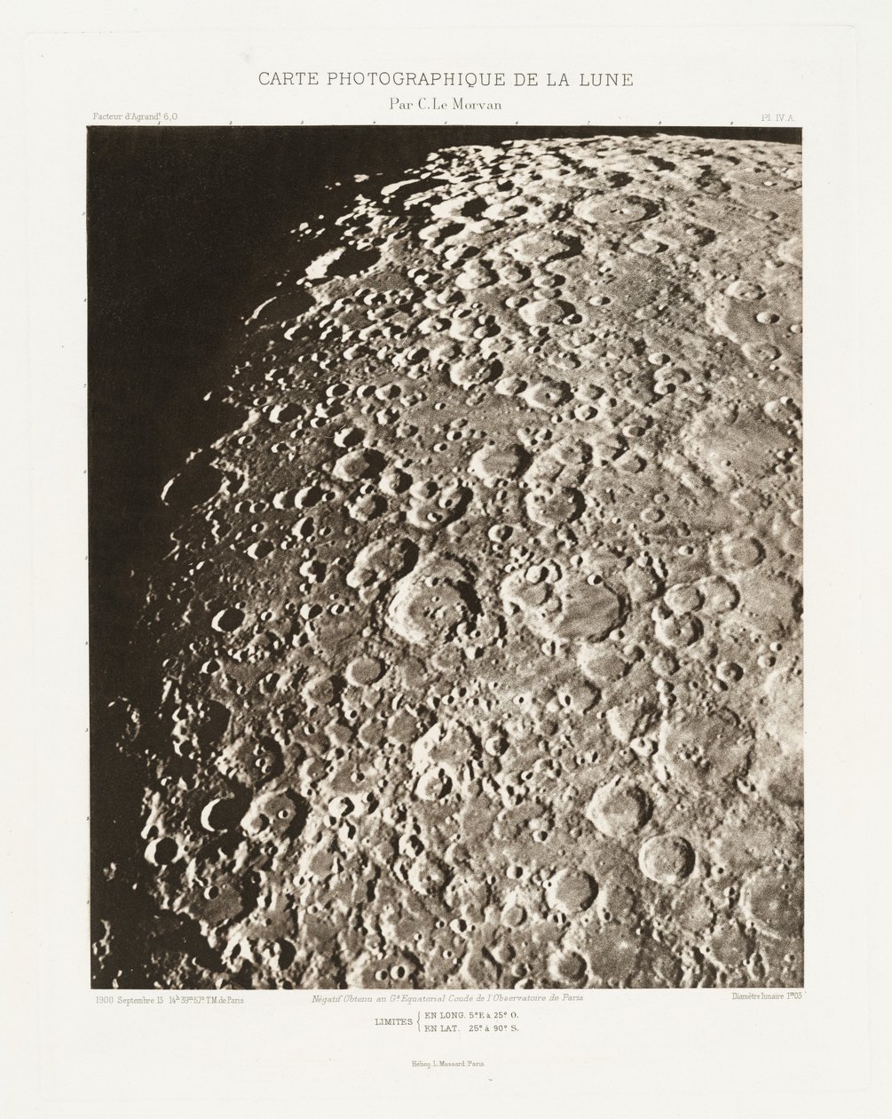 Carte photographique de la lune, planche IV.A (Fotografisk karta över månen, plansch IV.A),13 september av Charles le Morvan