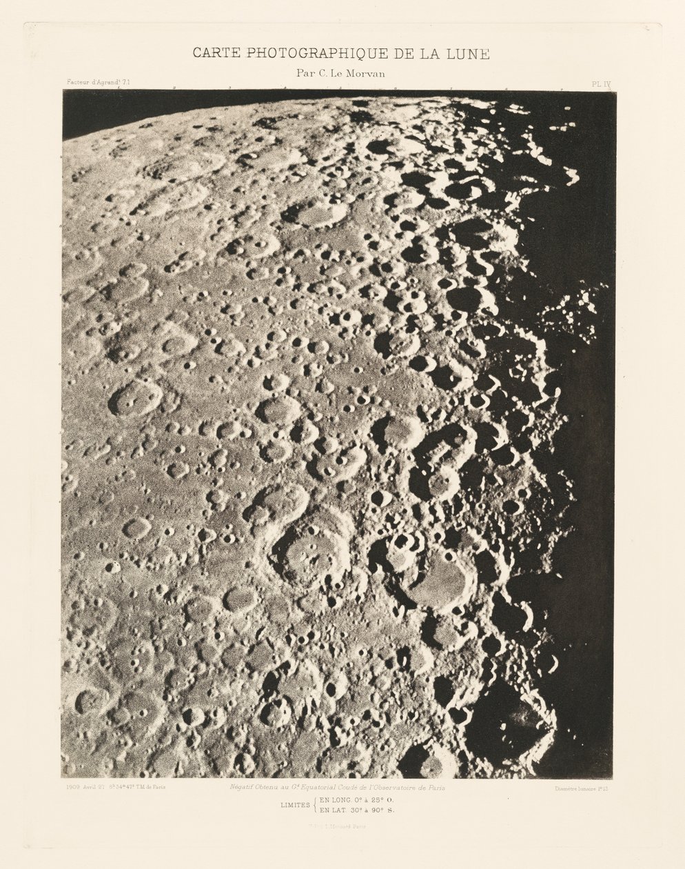 Fotografisk karta över månen, plansch IV,27 april av Charles le Morvan