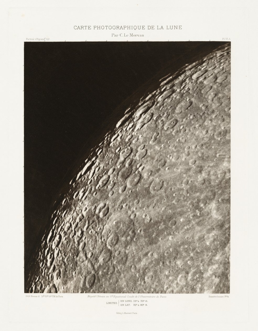 Carte photographique de la lune, planche VI.A (Fotografisk karta över månen, plansch VI.A),6 februari av Charles le Morvan