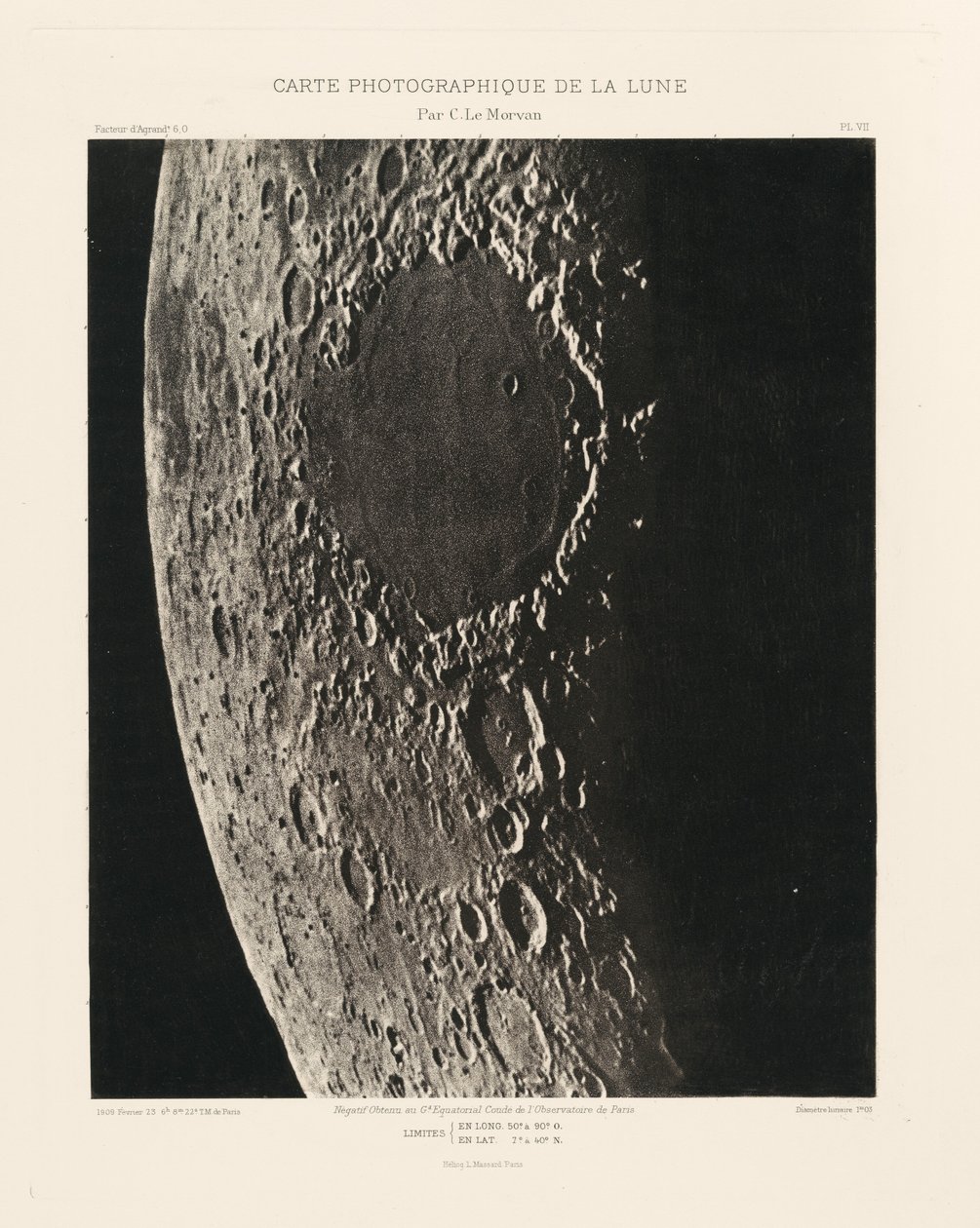 Carte photographique de la lune, planche VII (Fotografisk karta över månen, plansch VII),23 februari av Charles le Morvan