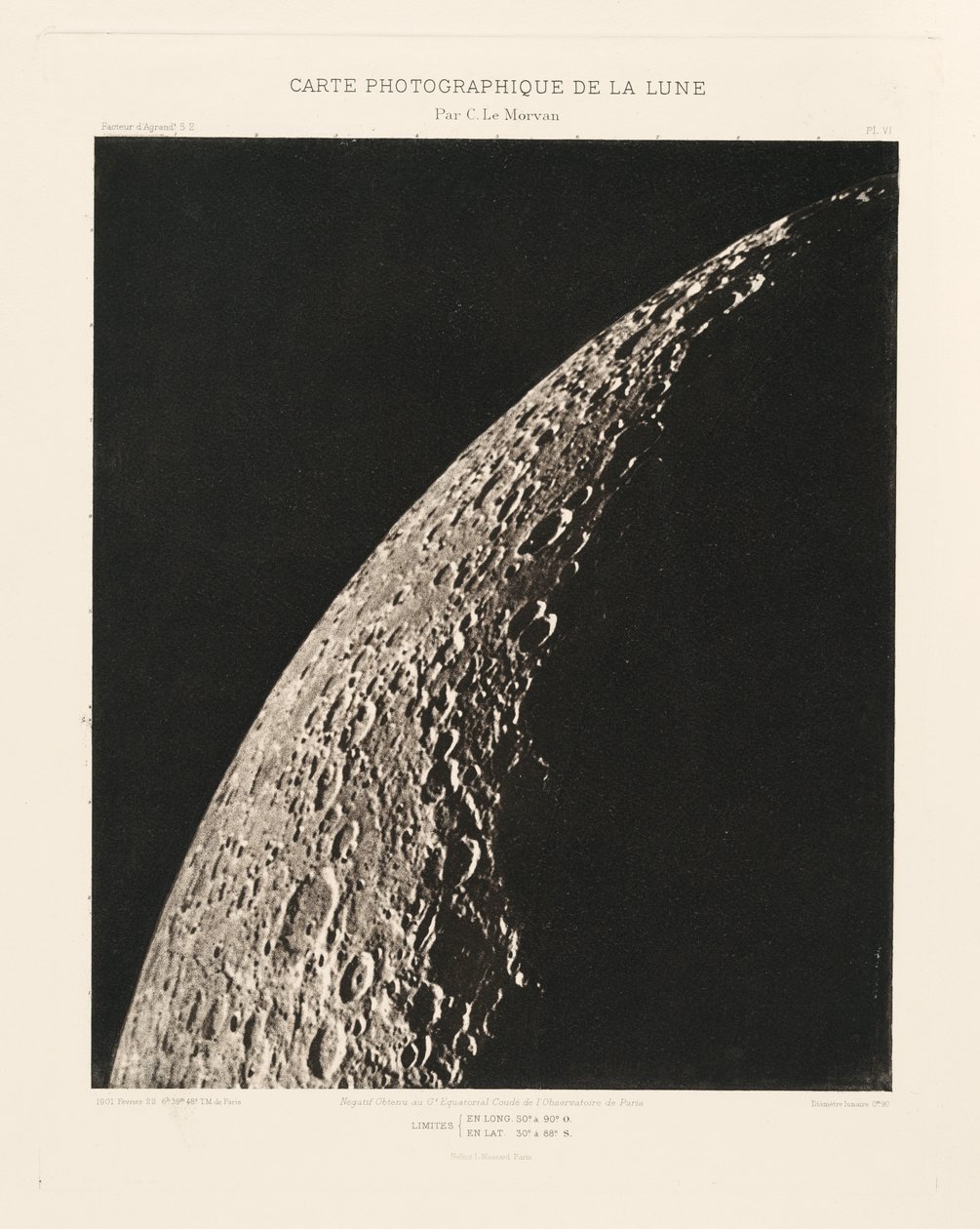 Carte photographique de la lune, planche VI (Fotografisk karta över månen, plansch VI),22 februari av Charles le Morvan