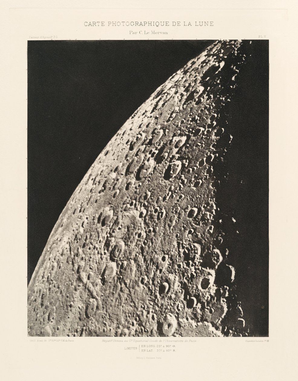 Fotografisk karta över månen, plansch V,18 april av Charles le Morvan
