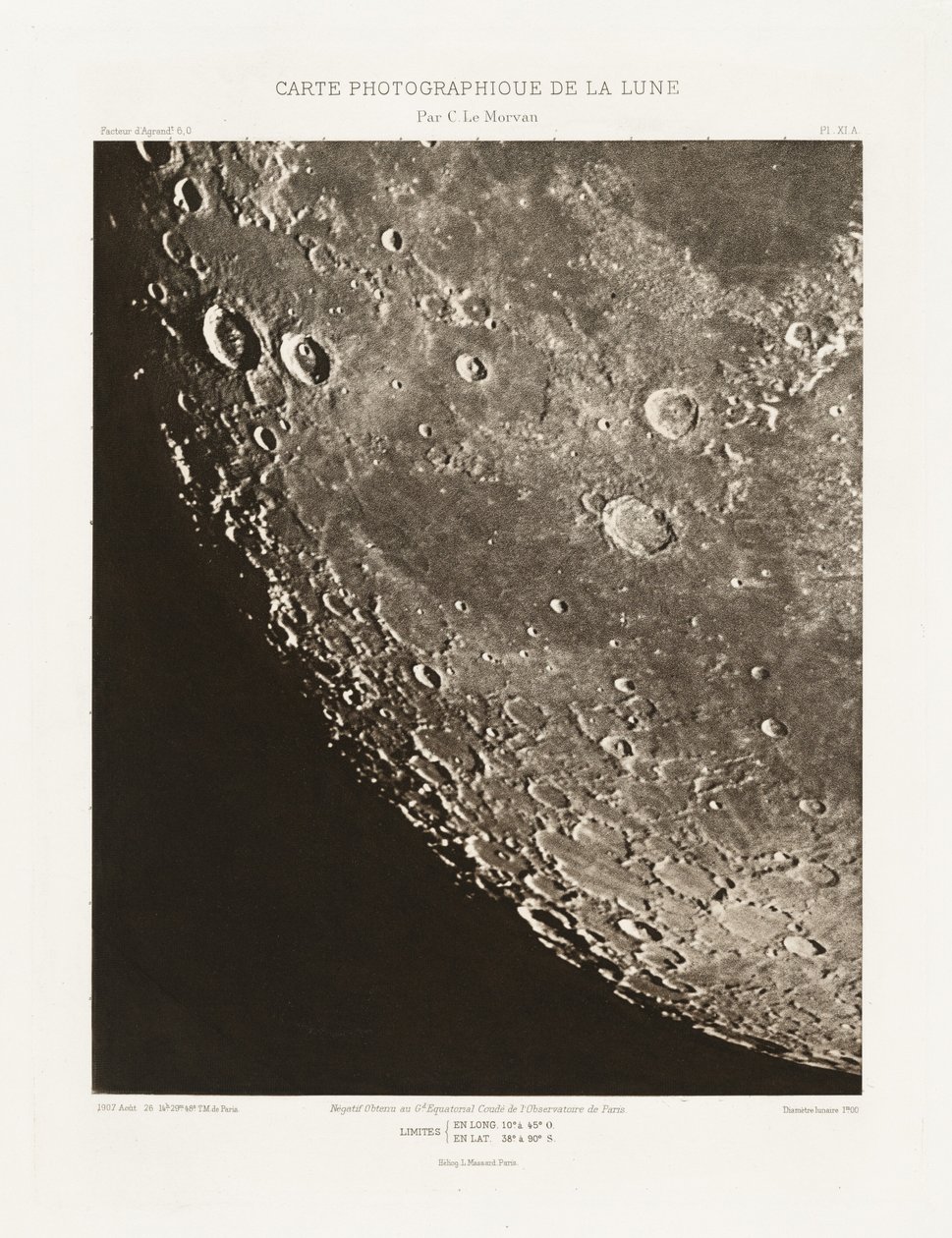 Carte photographique de la lune, planche XI.A (Fotografisk karta över månen, plansch XI.A),26 augusti av Charles le Morvan