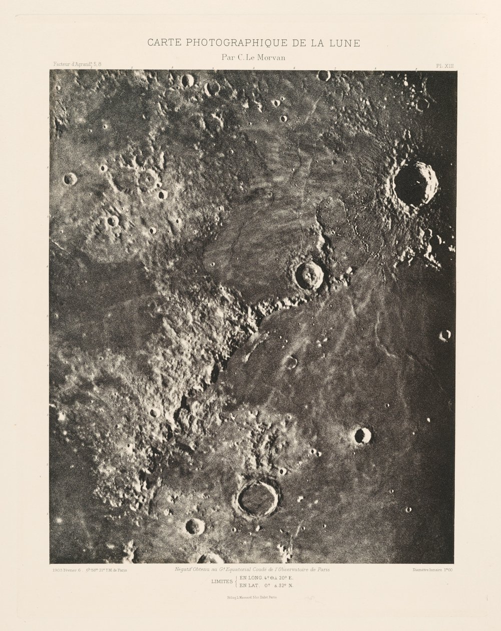 Fotografisk karta över månen, plansch XIII, 6 februari av Charles le Morvan