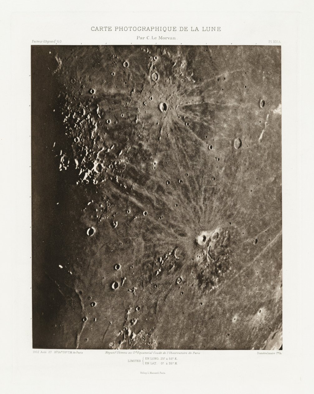 Carte photographique de la lune, planche XIV.A (Fotografisk karta över månen, plansch XIV.A),27 augusti av Charles le Morvan