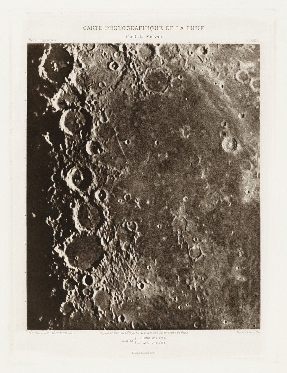 Carte photographique de la lune, planche XIX.A (Fotografisk karta över månen, plansch XIX.A),26 december av Charles le Morvan