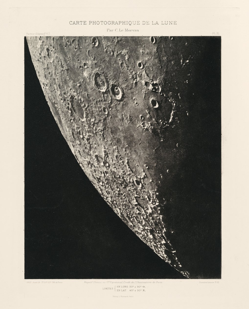 Fotografisk karta över månen, plansch XI,18 april av Charles le Morvan