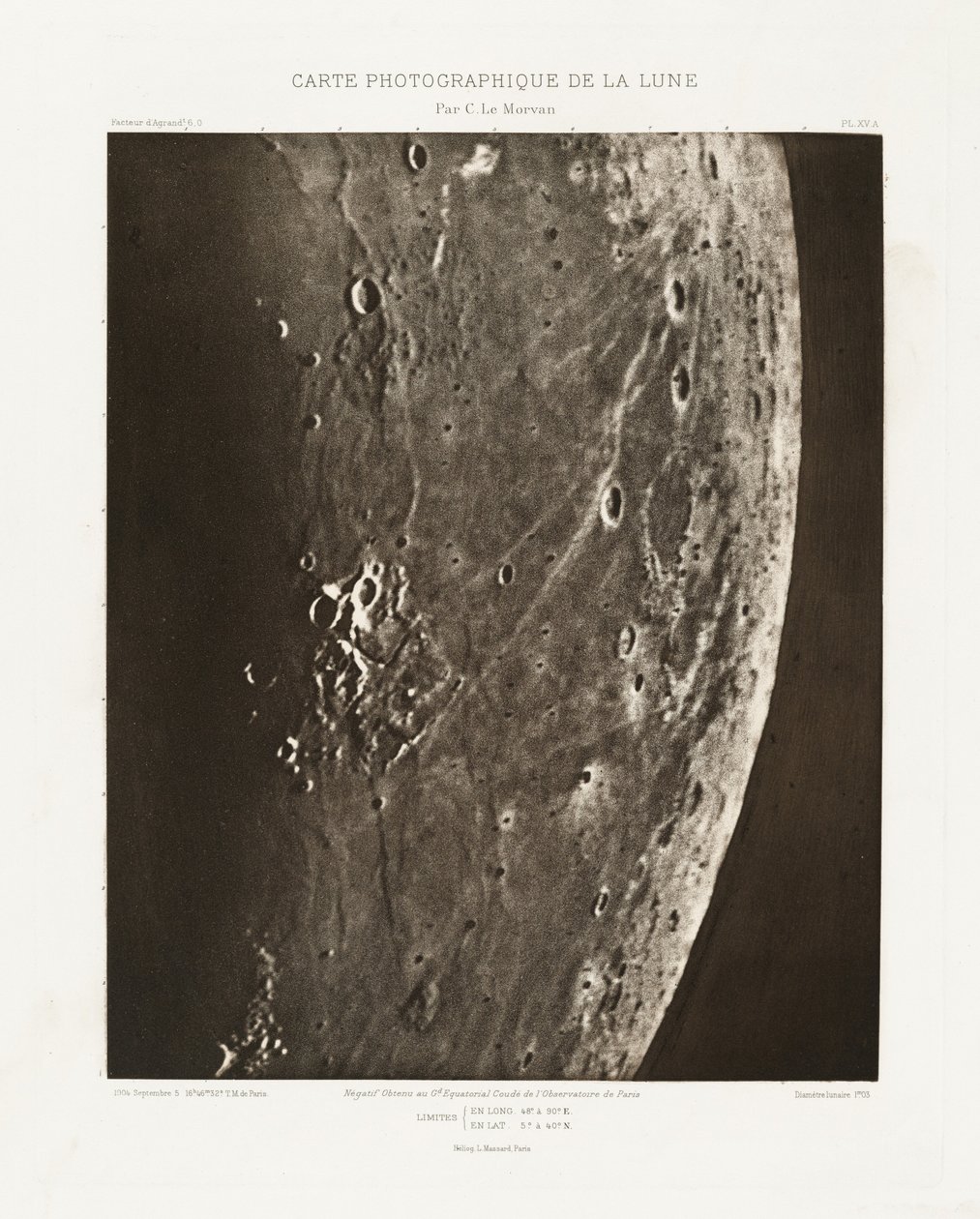 Carte photographique de la lune, planche XV.A (Fotografisk karta över månen, plansch XV.A),5 september av Charles le Morvan