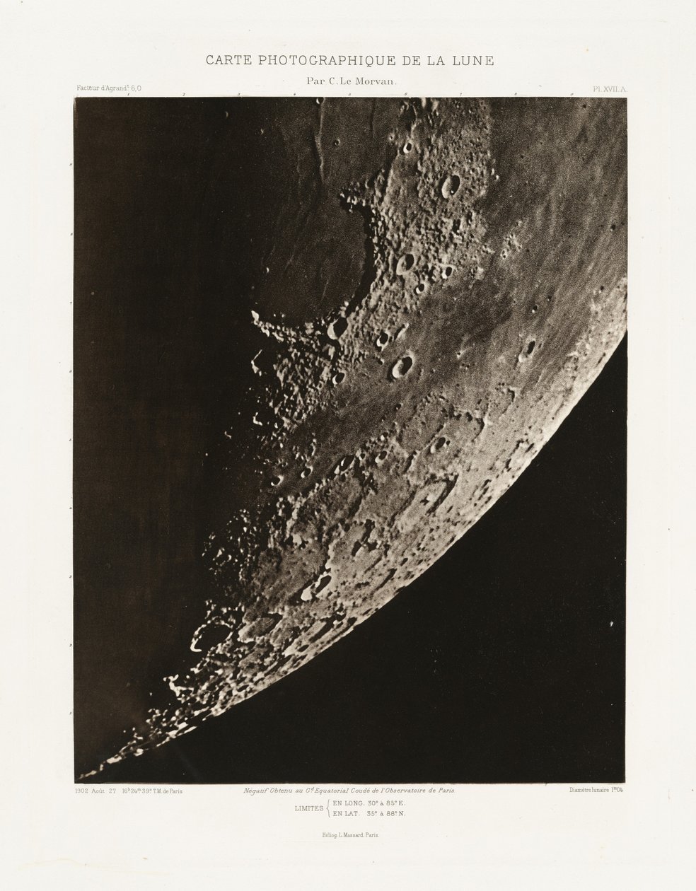Carte photographique de la lune, planche XVII.A (Fotografisk karta över månen, plansch XVII.A),27 augusti av Charles le Morvan