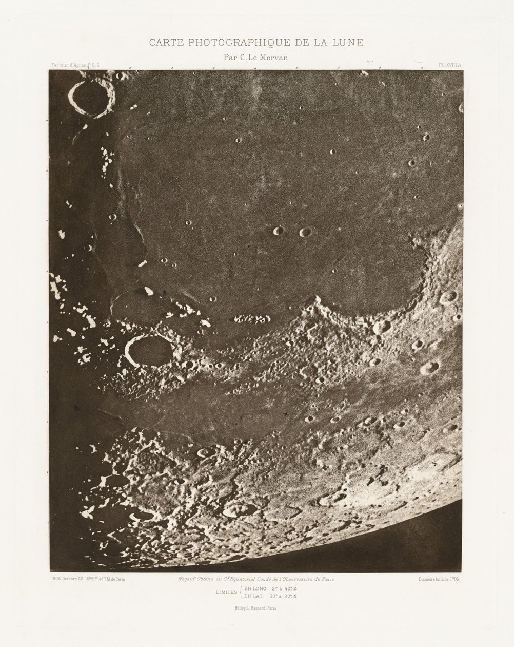 Carte photographique de la lune, planche XVIII.A (Fotografisk karta över månen, plansch XVIII.A),20 oktober av Charles le Morvan