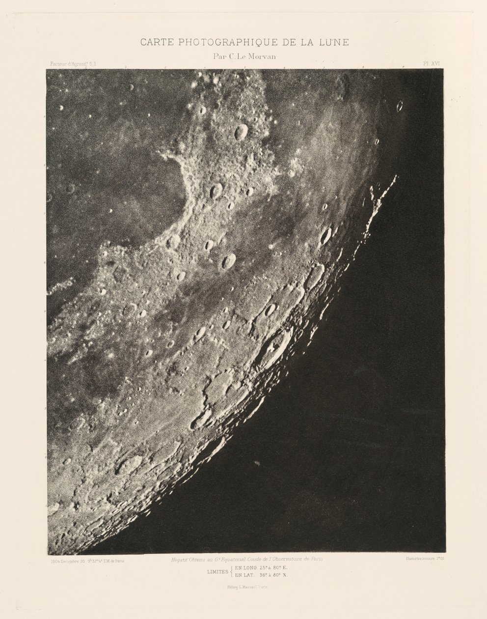 Fotografisk karta över månen, plansch XVI,20 december av Charles le Morvan